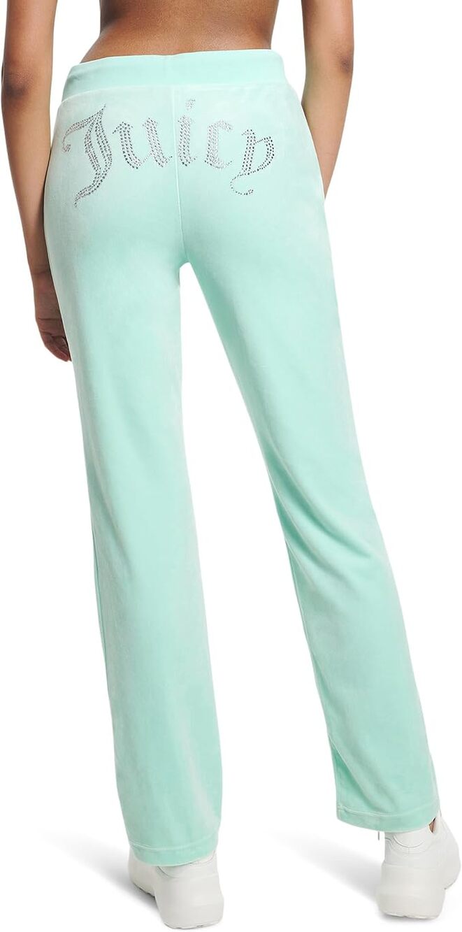Juicy Couture Green Velour Bling Track Pants Rhinestone Embellished Women's Sz L